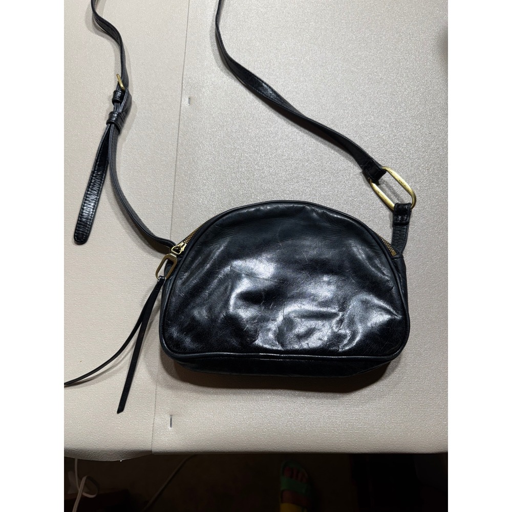 Hobo The Original Black Leather Half Moon Crossbody Bag Brass Hardware Small
